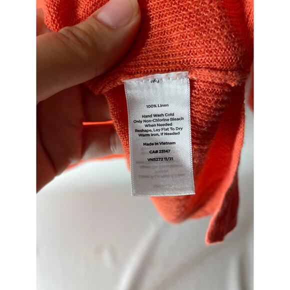 Talbots 100% Linen Knit Orange 3/4 Sleeve Cardigan Sweater Plus Size Women's 3X - Picture 4 of 4